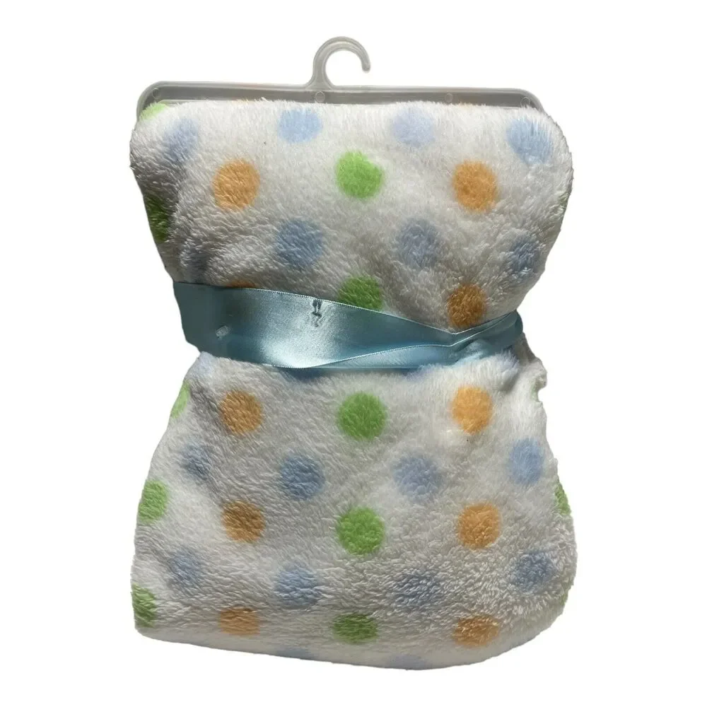 NEW Baby Gear Monkey Lovey Blue Star Polka Dot Blanket Set Orange Green